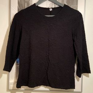 Designer 3/4 sleeve black lace pattern top Women's XS